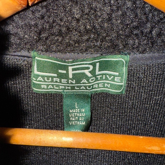 L-RL‎ Ralph Lauren Active Womens Teddy Jacket Medium Black Sherpa Fleece Zip - Picture 3 of 7